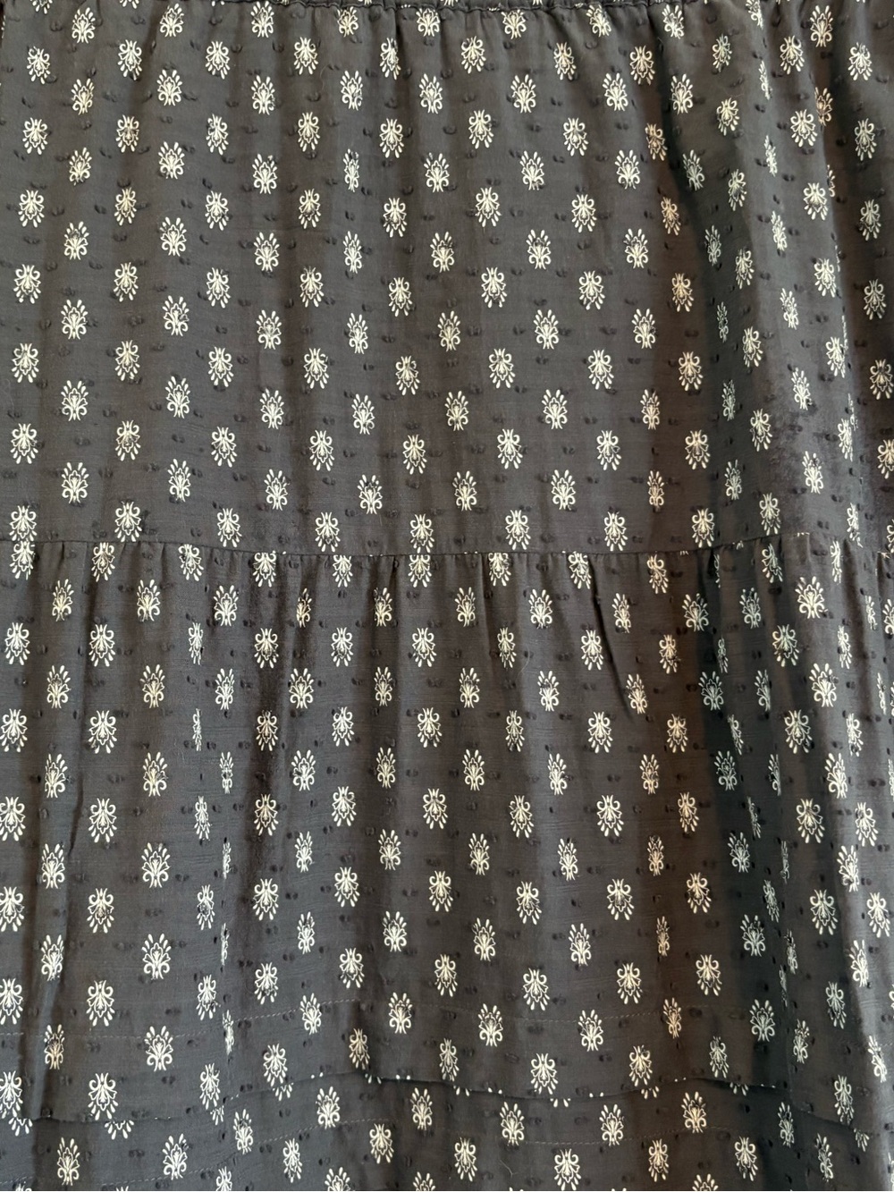 J.Jill Gray Tiered Paisley Trim Maxi Skirt | 100% Cotton | Size Medium - Picture 6 of 11